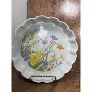 Vtg Seymour Mann Fine China Day Lily Spring Flowers Tart Baking Pan Wildflowers